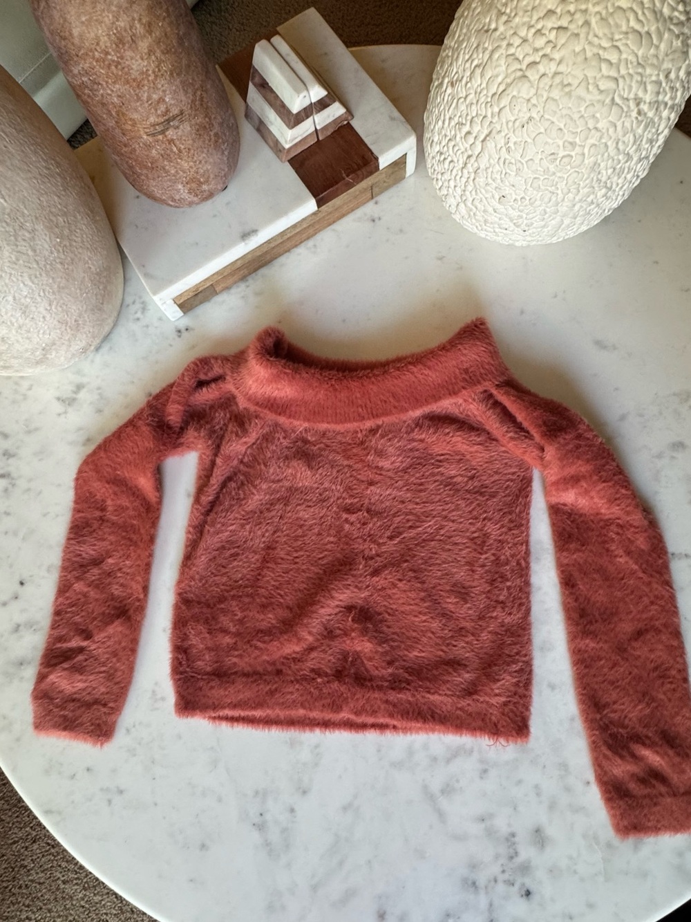 Forever 21 off the Shoulder Fuzzy Sweater